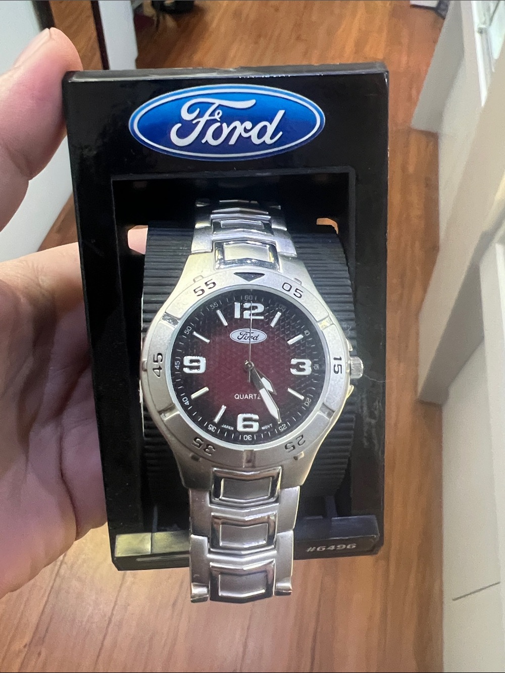 Ford Silver Bracelet Watch with Red Dial